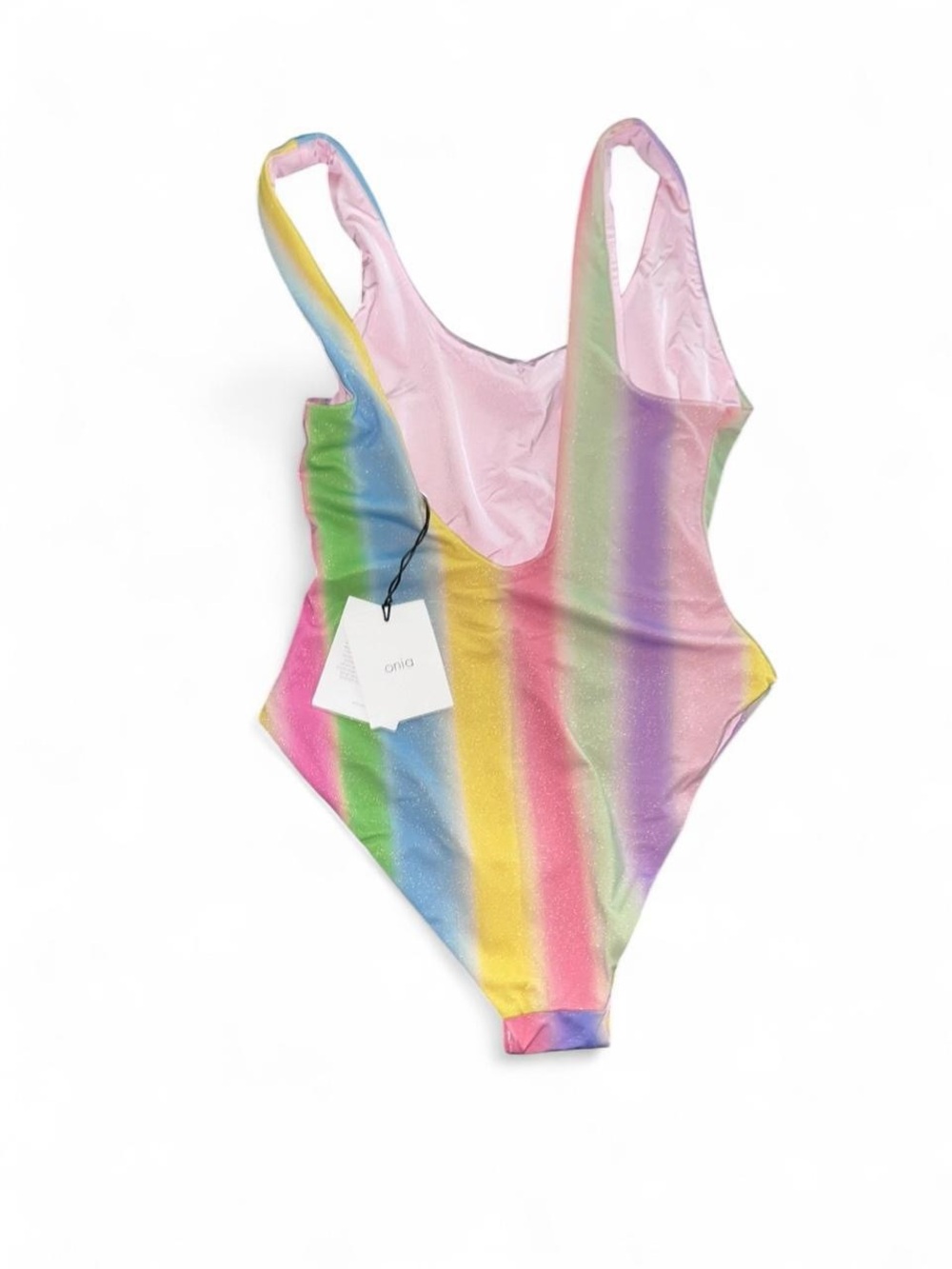 ONIA Women’s Pastel Rainbow Stripe One-Piece Swimsuit - Picture 4 of 5